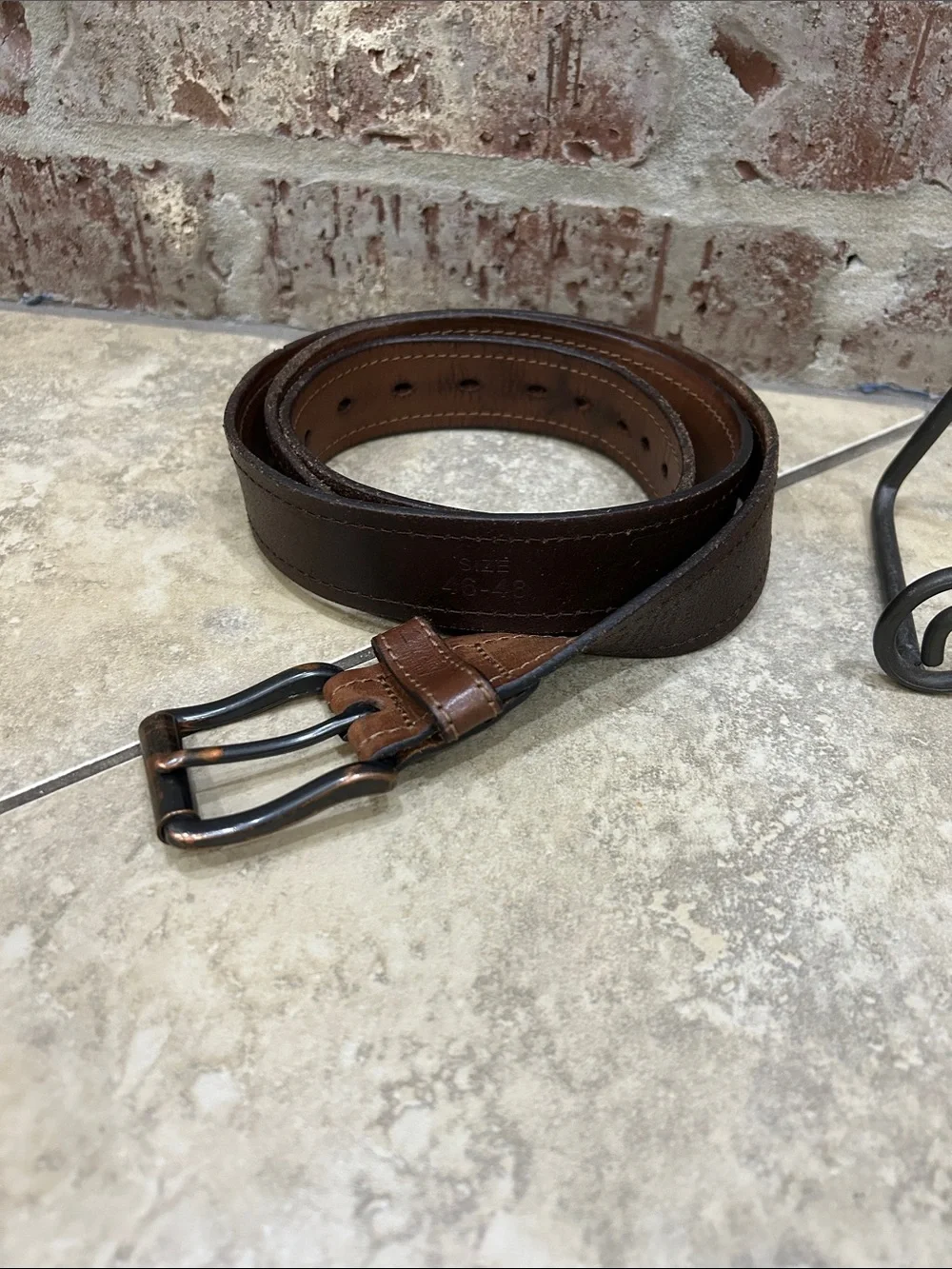 Men's Brown Leather Belt with Buckle size 46-48